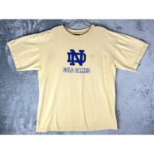 Vintage Y2K Notre Dame Gold Games Graphic Tee‎ Medium Aeropostale 2000s Yellow